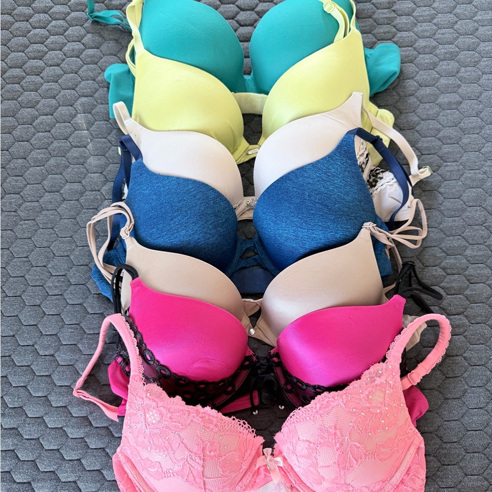 Victoria's Secret 34B Vibrant Bra Collection - Pink, Blue, Yellow